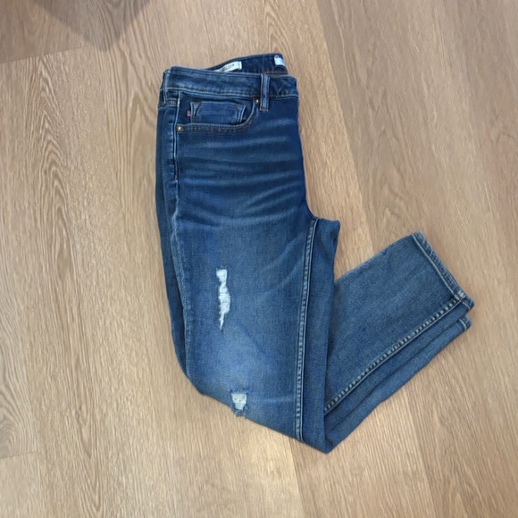 Vigoss Dark Blue Distressed Skinny Jeans - Picture 1 of 6